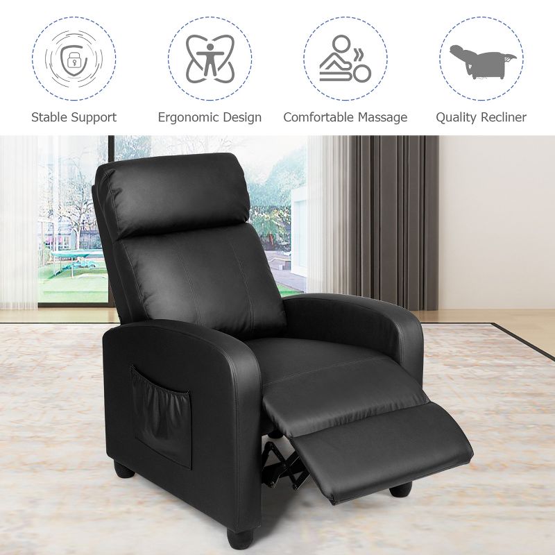 Recliner Massage Chair, Ergonomic Adjustable Single Sofa with Padded Seat Black\Brown\Gray, 4 of 11