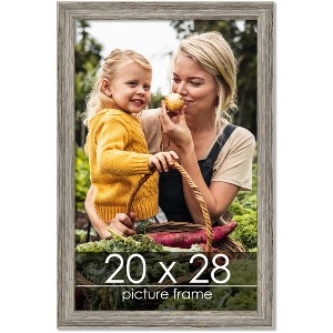 PosterPalooza | 20x28 Thin Barnwood Picture Frame, UV Acrylic, 2 Finishes - Grey and Black - 1 of 4