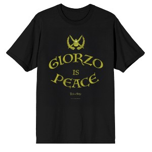 Rick & Morty Glorzo Is Peace Adult Black Crew Neck Short Sleeve T-shirt - 1 of 4