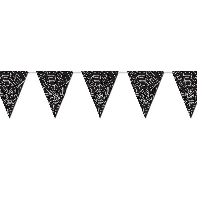 Beistle 10" x 12' Spider Web Pennant Banner Black/White 4/Pack 00522