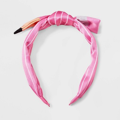 Teacher Pencil Top Knot Headband - Pink