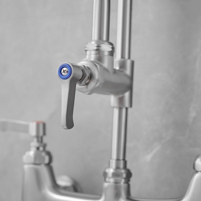 Brushed Nickel 2-Handle Wall Mount Pre-Rinse Kitchen Faucet