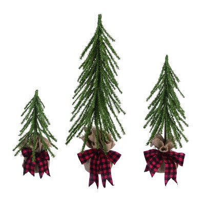 Transpac Artificial 24 in. Green Christmas Tabletop Tree Set of 3