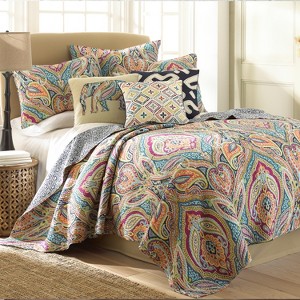 Magnolia Navy Quilt and Pillow Sham Set - Levtex Home - 1 of 4