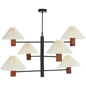 Jonnah 6 Light 41" Pendant - PND3007 - Walnut/Black - Safavieh - 1 of 4