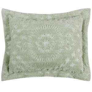Rio 100% Cotton Soft & Breathable Chenille Tufted Floral Stripes Design Pillow Shams, Luxurious All-Season, Machine Washable - 1 of 3