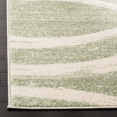 Sage and Cream Square Hand-knotted Synthetic Area Rug