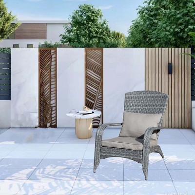 Wicker Chair, Rattan Patio Dining Chair With Back And Seat Cushions, Wide Armrest Modern Comfortable Armchair