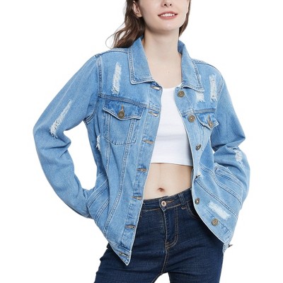 Anna Kaci Women s Denim Not Your Boyfriends Jean Jacket Small A lightweight Blue