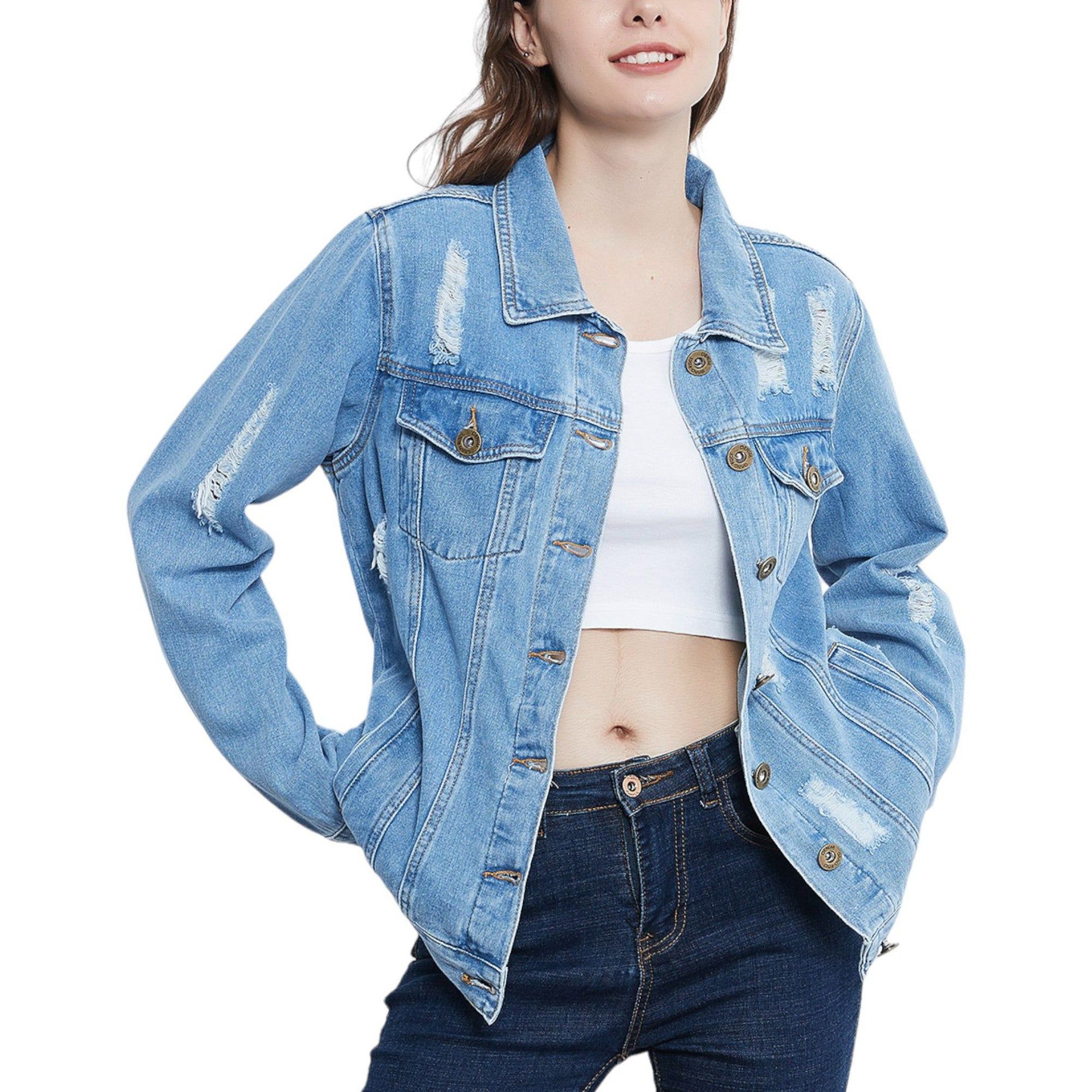 Anna-Kaci Women's Denim Not Your Boyfriends Jean Jacket