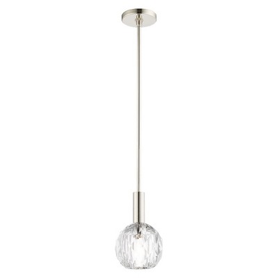 Elegant Mini Globe Pendant in Polished Nickel with Crystal Shade