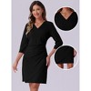 INSPIRE CHIC Women's 3/4 Sleeve Ruched V Neck Wedding Guest Casual Elegant Dress - 2 of 4