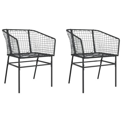 vidaXL Patio Chairs - Black Poly Rattan, Outdoor Garden Seating with Steel Frame - Set of 2