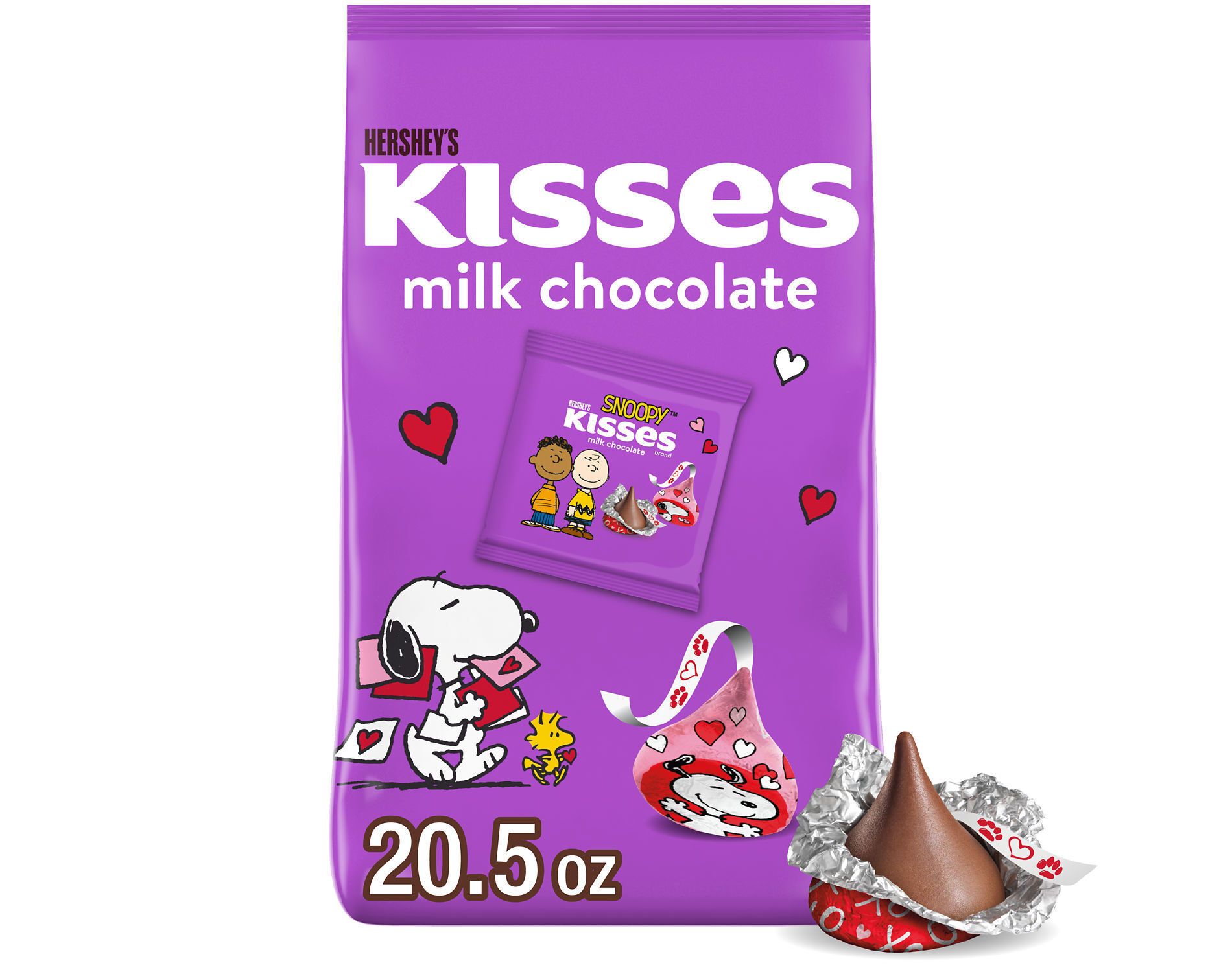 Hershey's Kisses Valentine's Day Milk Chocolate Snoopy and Friends Friendship Exchange Candy - 20.5oz