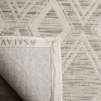 Ivory Geometric Flat-Woven Handmade Wool-Blend 5'x8' Area Rug