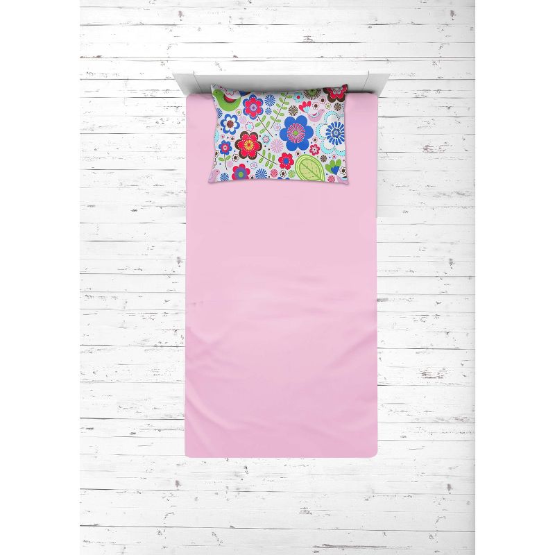 Bacati - Botanical Pink Multicolor 3 pc Toddler Sheet Set, 2 of 9