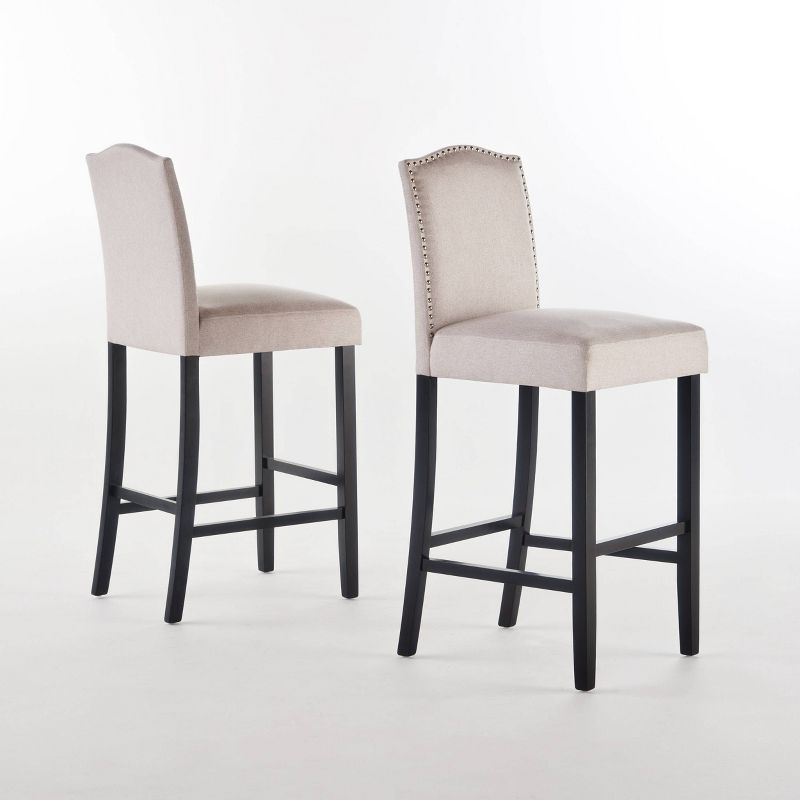 Set of 2 Darren Contemporary Upholstered Barstools with Nailhead Trim - Christopher Knight Home, 1 of 13
