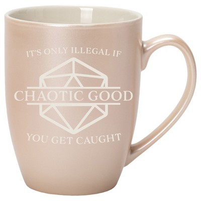 100 North Chaotic Good 10 Ounce White and Precious Pearl Metallic Finish, Comfortably Fits Your Hands, New Bone China Coffee Tea Cup Mug, It's Only