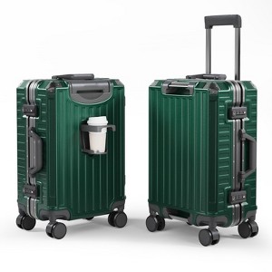 SUGIFT Carry-On Luggage Zipperless Aluminum Frame Suitcase with Spinner Wheels TSA Lock Cup Holder 20" 24" 28" - 1 of 4