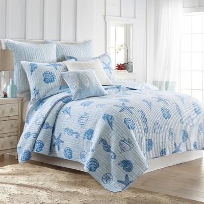 Sandy Cove Blue Cotton Twin/Twin XL Reversible Quilt Set