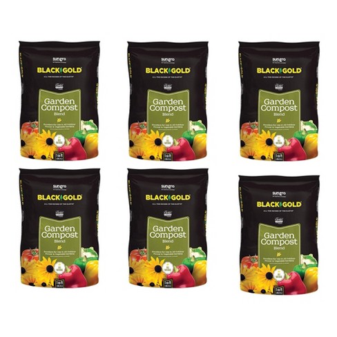 Sungro Black Gold Outdoor Natural And Organic Garden Compost Blend Potting Soil Fertilizer Mix For Outdoor Plants 1 Cubic Foot Bag 6 Pack Target