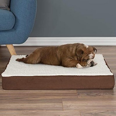 PETMAKER Dog Bed with Removable Cover ? 46x27 Pet Bed - 4-Inch Egg Crate Style Memory Foam Orthopedic Dog Bed and Non-Slip Crate Bed by (Tan)