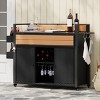52.8"W Wicker Outdoor Grill Cart with Extended Table Top, Rolling Kitchen Island with Ample Storage, Spice Racks & Lockable Wheels-ModernLuxe - 3 of 4