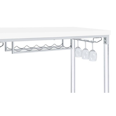White High Gloss Bar Height Table with Acrylic Legs and Wine Storage