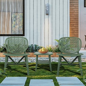 3 Piece Outdoor Patio Furniture Set, Conversation Bistro Set with Coffee Table & 2 Chair,Patio Table Chair Set for Balcony Backyard - 1 of 4