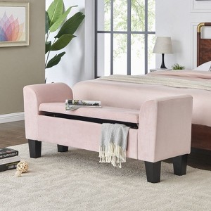 NicBex Ottoman Bench Modern Boucle Entryway Bench with Sliding Shelf and Wooden Legs for Living Room, Bedroom, Entryway - 1 of 4