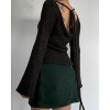 Coolmee Women's Boat Neck Sweaters Long Sleeve Lightweight Knit Pullover Sweaters Casual Sheer Blouse Tops - 2 of 3