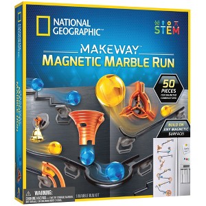 NATIONAL GEOGRAPHIC Magnetic Marble Run - 50-Piece STEM Building Set for Kids & Adults, with Magnetic Track, Trick Pieces, & Marbles - 1 of 4