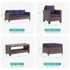 Sonkuki 8-Piece Rattan Patio Furniture Set Coversation Set Outdoor Sofa Couch w/ Chairs, Side Table and Ottoman, Navy Blue Cushion - 2 of 4