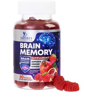 Brain Supplement Gummies for Memory Focus, Support Brain Clarity Health, B6, B12, Phosphatidylserine & Nootropics - 60 Gummies By Nature's Nutrition - 1 of 4