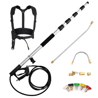 Costway 18Ft Telescoping Pressure Washer Extension Wand Kit W/ 5 Spray Nozzles
