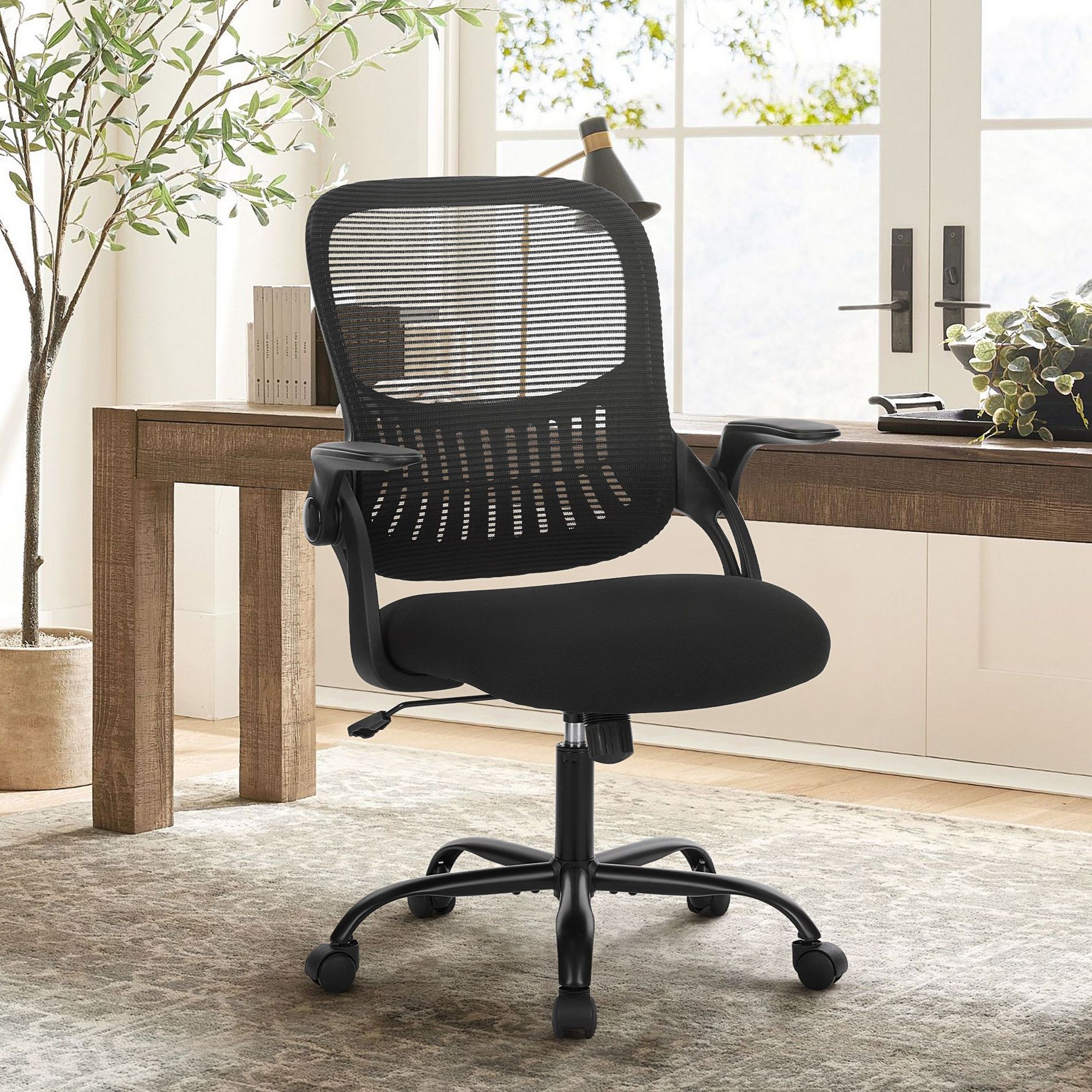 JIONJOY Ergonomic Mesh Task Office Chair, Breathable Swivel Desk Chair with Flip-Up Armrests for Home Office