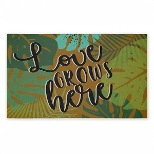 Stupell Industries Love Grows Here Leaves Printed Outdoor Door Mat, design by Angela Nickeas, 18"x30" - 1 of 4