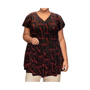 Women's Short Sleeve Baby Doll Top - Plus - On The Plus Side - 1 of 3