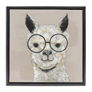 Stupell Industries Happy Alpaca Glasses Portrait Floating Frame Canvas Art - 1 of 4