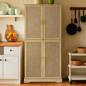 Kitchen Pantry Cabinet, Farmhouse Storage Cabinet with 8 Door Shelves and 1 Drawer - 1 of 4