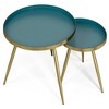 2pc Monetta Nesting Tables Teal - WyndenHall: Mid-Century Modern Iron Side & Coffee Table Set - 4 of 4