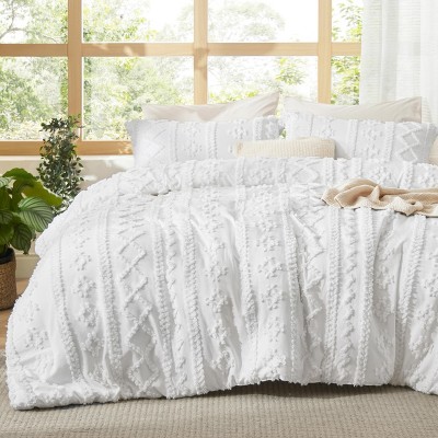 2-3 Pcs Tufted Boho Comforter Set Bed Set GentleSoft Farmhouse Shabby Chic Embroidery Bedding