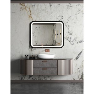 LED Bathroom Mirror With Metal Frame, 3 Colors Dimmable Anti-Fog Bathroom Mirror Waterproof Wall Mounted Makeup Mirror With Wall Switch Control - 1 of 4