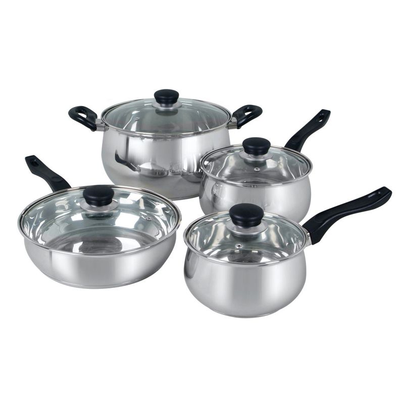 Oster Rametto 8 Piece Stainless Steel Kitchen Cookware Set with Glass Lids, 1 of 9