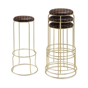 Kings Brand Furniture 4-Pack Stack Stools, Upholstered w/Metal Legs Backless Stackable  Bar and Counter Height Stool, Dining Room Kitchen Chairs - 1 of 4