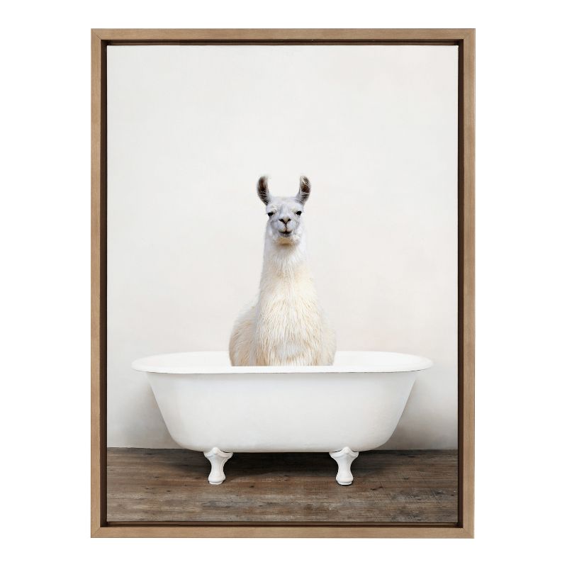 18" x 24" Sylvie Alpaca in The Tub Color Framed Canvas by Amy Peterson - Kate & Laurel All Things Decor, 3 of 8