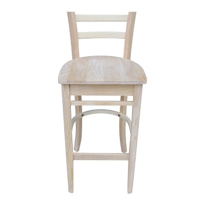 Emily Traditional Rubberwood Slat-Back Bar Stool in Brown