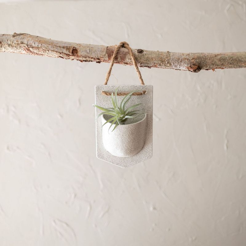 Sandy Pocket Wall Pot White Metal & Rope - Foreside Home & Garden, 2 of 7