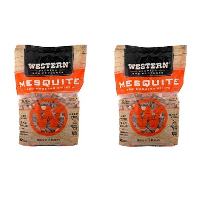 Western BBQ Products Mesquite Barbecue Cooking Chips, 180 Cubic Inches (2 Pack)