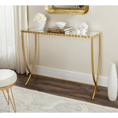 Gold Mirrored Glass Rectangular Console Table